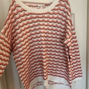 Maurices Red and Cream Wave Pattern Sweater
